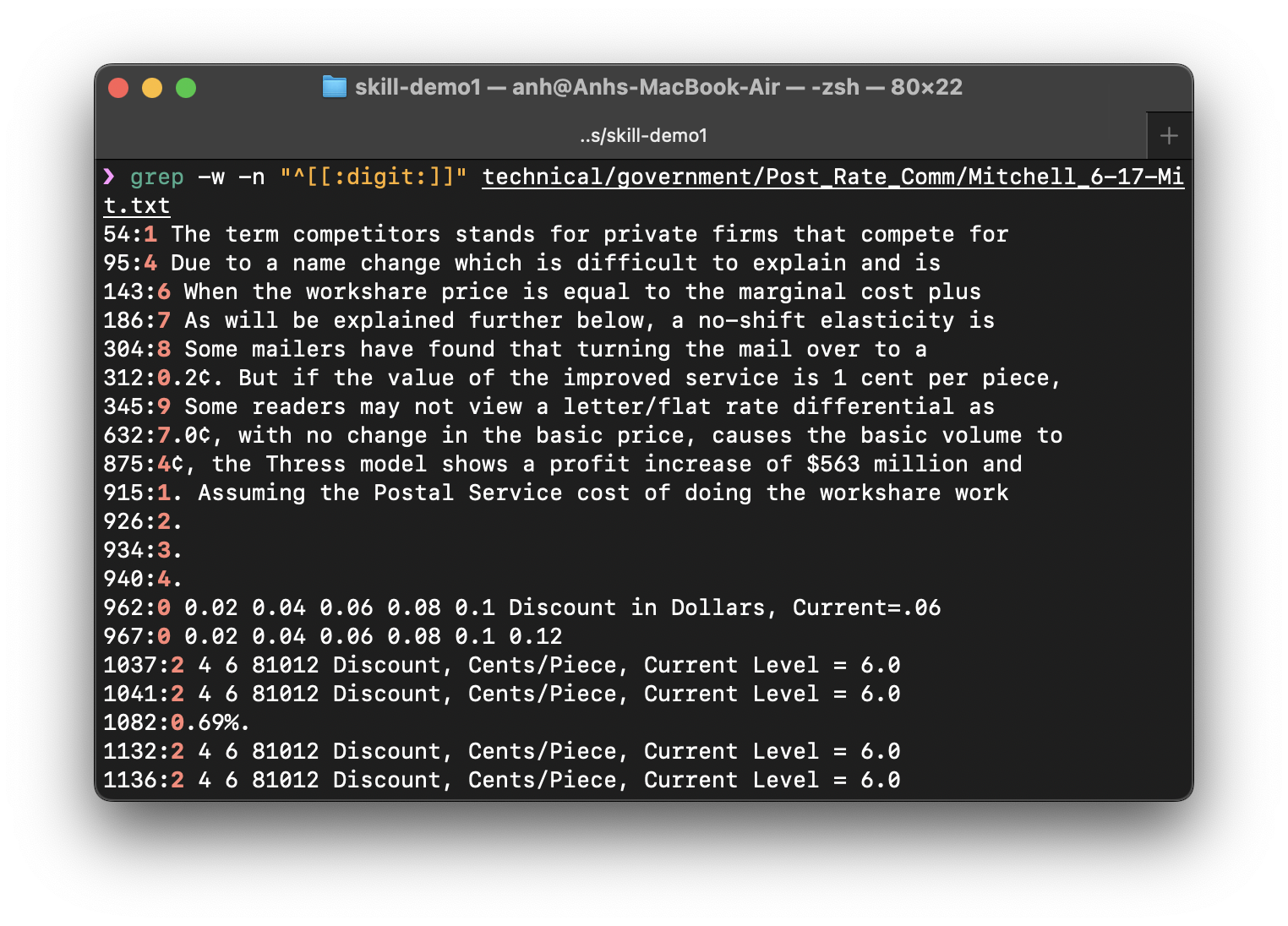 Line number with digits